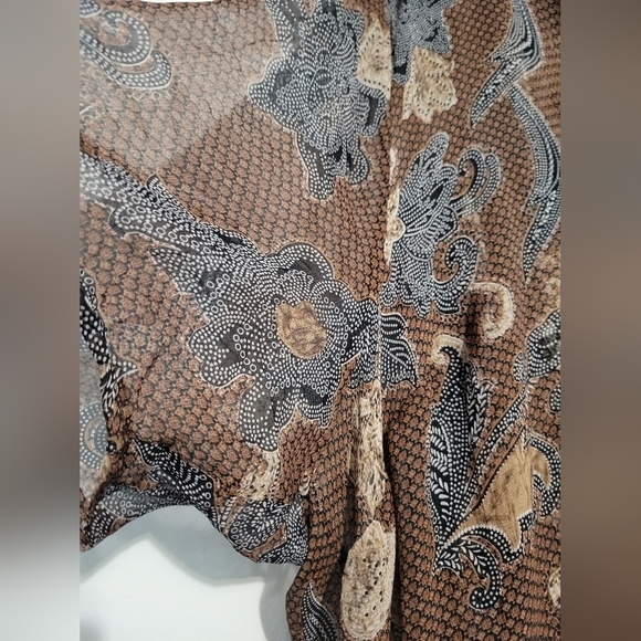 Avenue Twofer Silk Blend Paisley Blouse Brown Size 30/32 - Picture 4 of 11